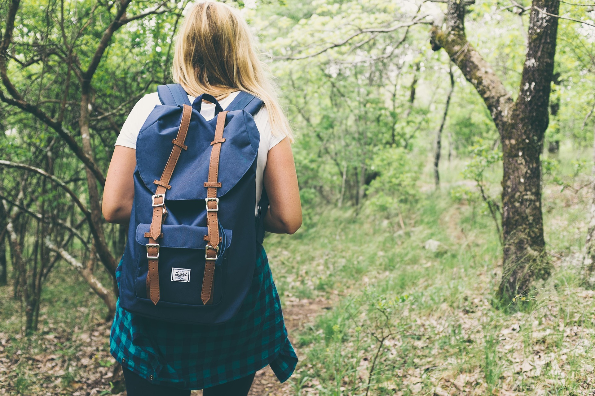 Person hiking on the trails